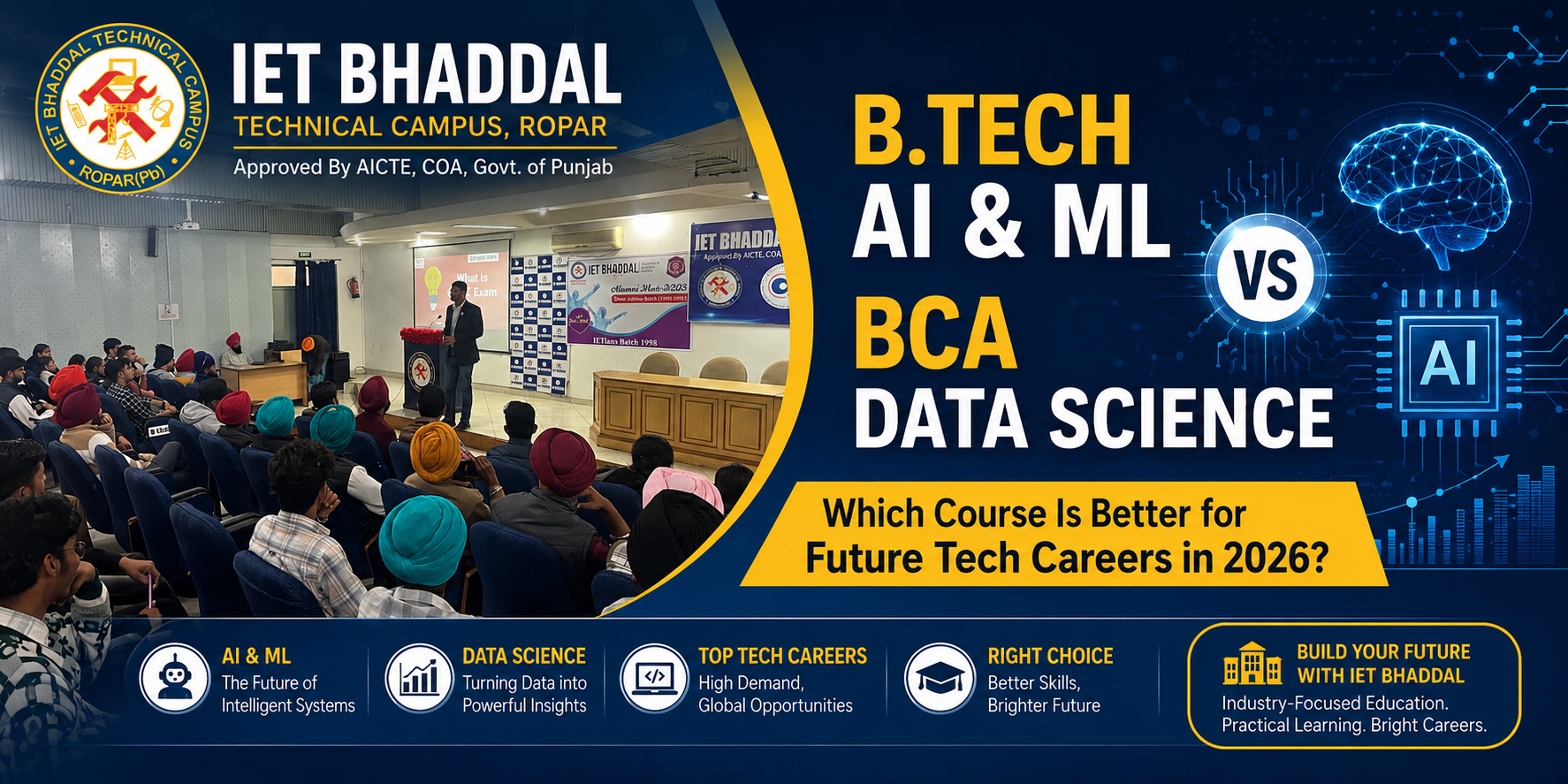 B.Tech AI and ML vs BCA Data Science Which Is Better in 2026|IETBhaddal